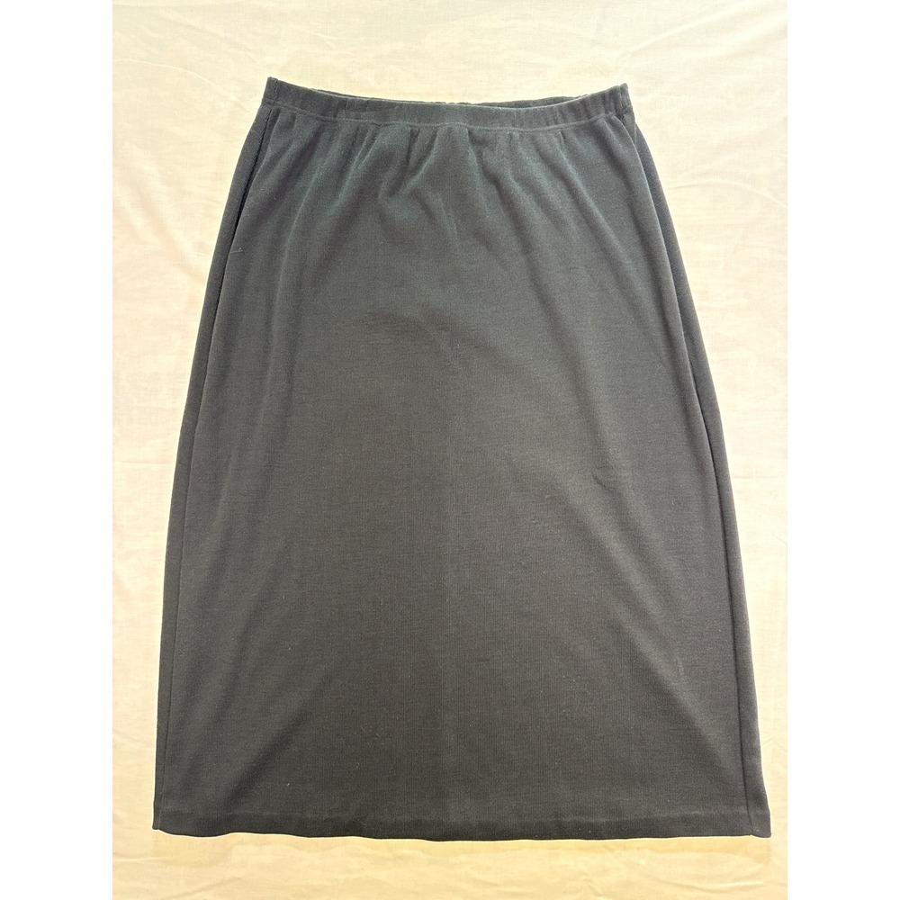Nina Leonard Womens 1X Black Knit Skirt Set Pom Pom Collar Portrait Neck 2 Piece - Picture 7 of 8